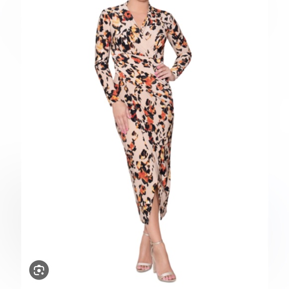 FREE SHIPPING NWT RACHEL RACHEL ROY WATERCOLOR ANIMAL PRINT FAUX WRAP DRESS - Picture 1 of 6